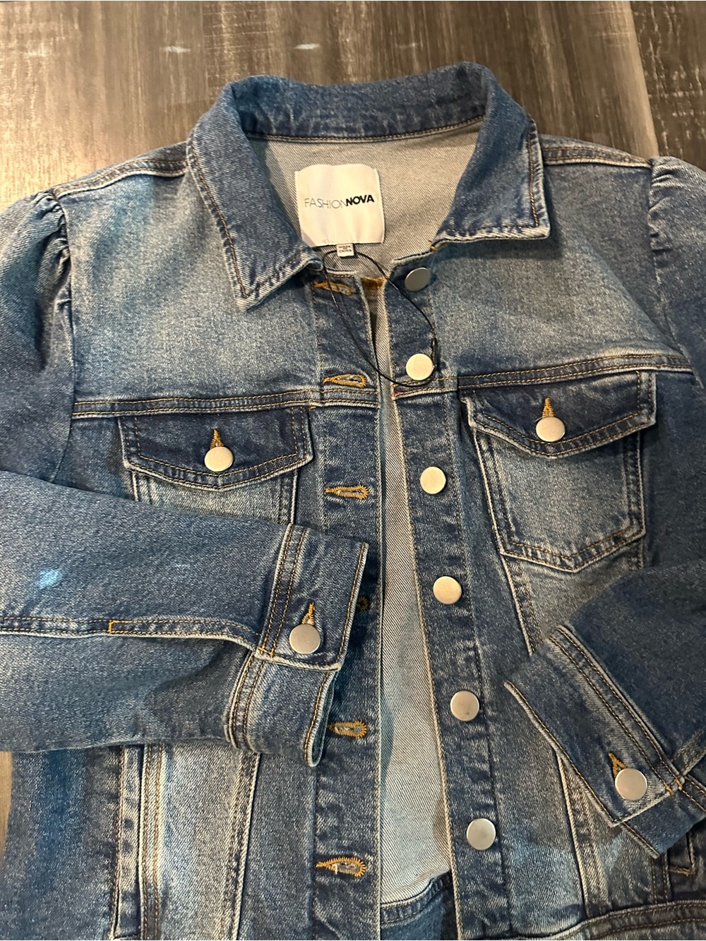 Fashion Nova Girls Denim Jacket in Light Blue Wash